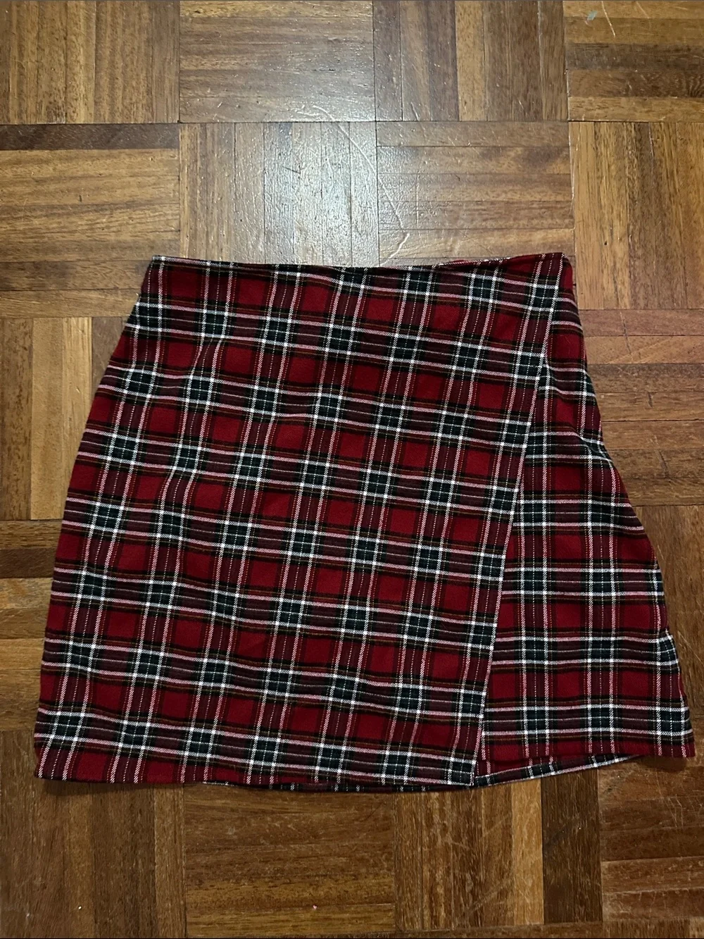Hollister Ultra High-Rise Red Plaid Tartan Wrap Mini Skirt Size S